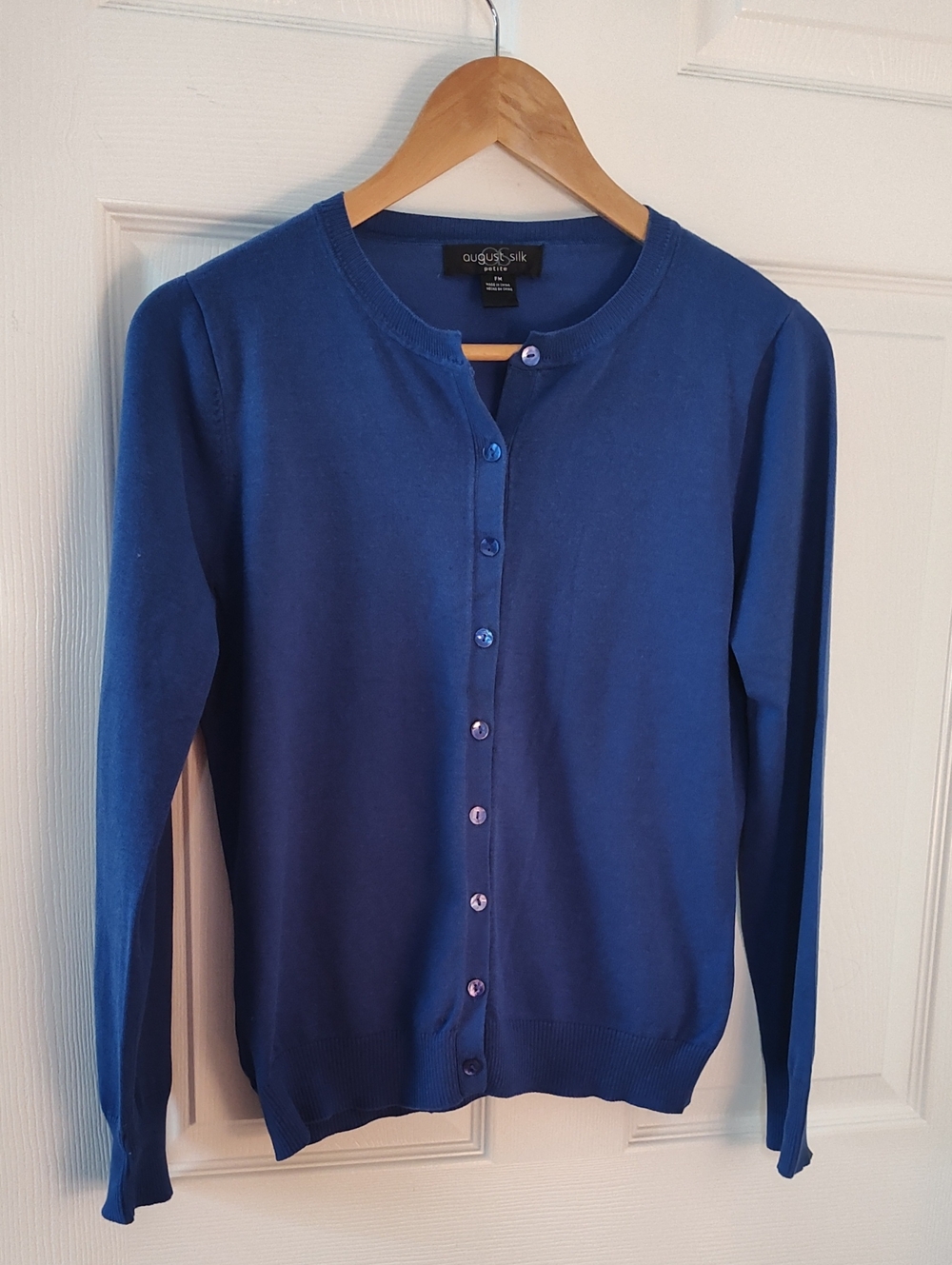 august silk Royal Blue Crewneck Button Cardigan